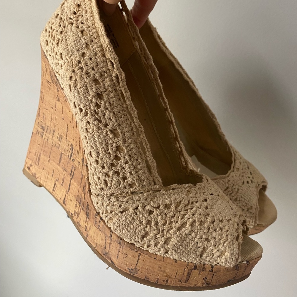 Lace detailed Wedges, worn a few times.